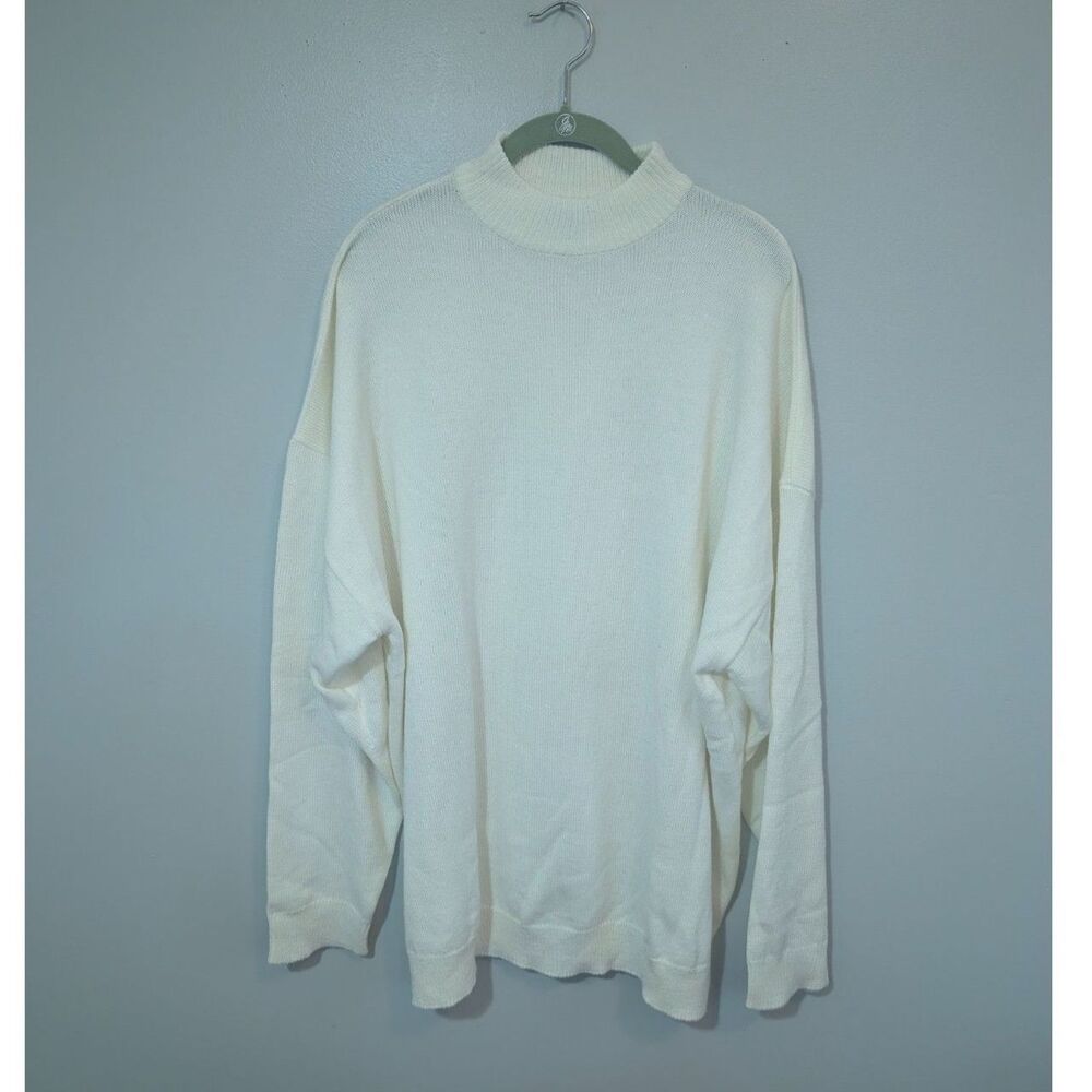 boohooMAN White Oversized Mock Neck Knitted Sweater Men's XL NWOT
